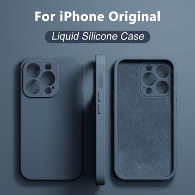 For Flytende Silikon Telefondeksel For Apple iPhone 16 15 14 Plus 13 12 11 Pro Max Deksel For iPhone 16 Pro Max Støtsikkert Deksel