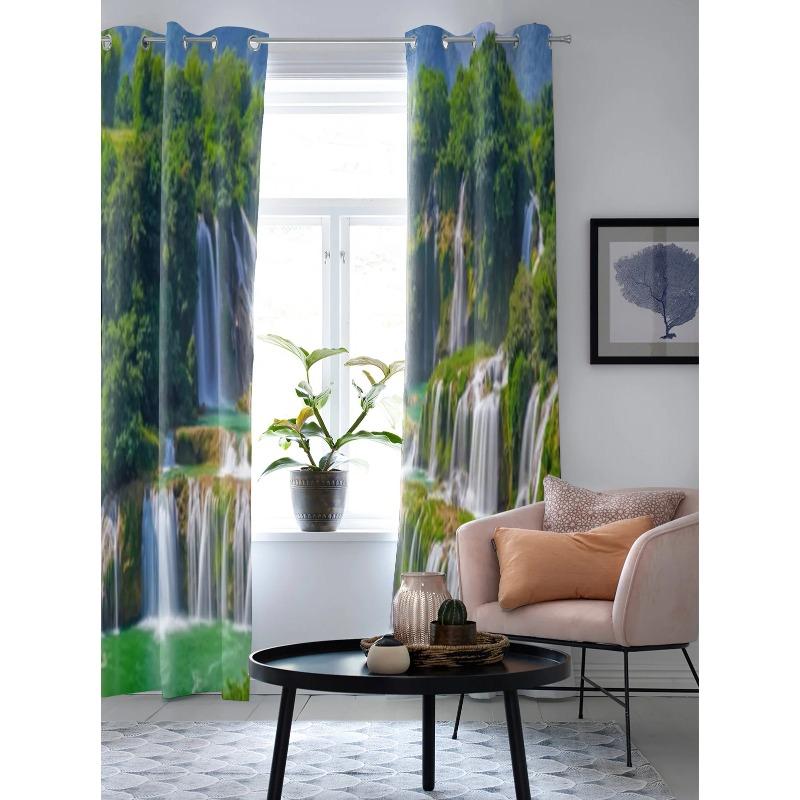 Wasserfall Landschaft Fenster Vorhang Für Wohnzimmer Schlafzimmer Dekoration Vorhänge Luxus Küche Volant Vorhänge