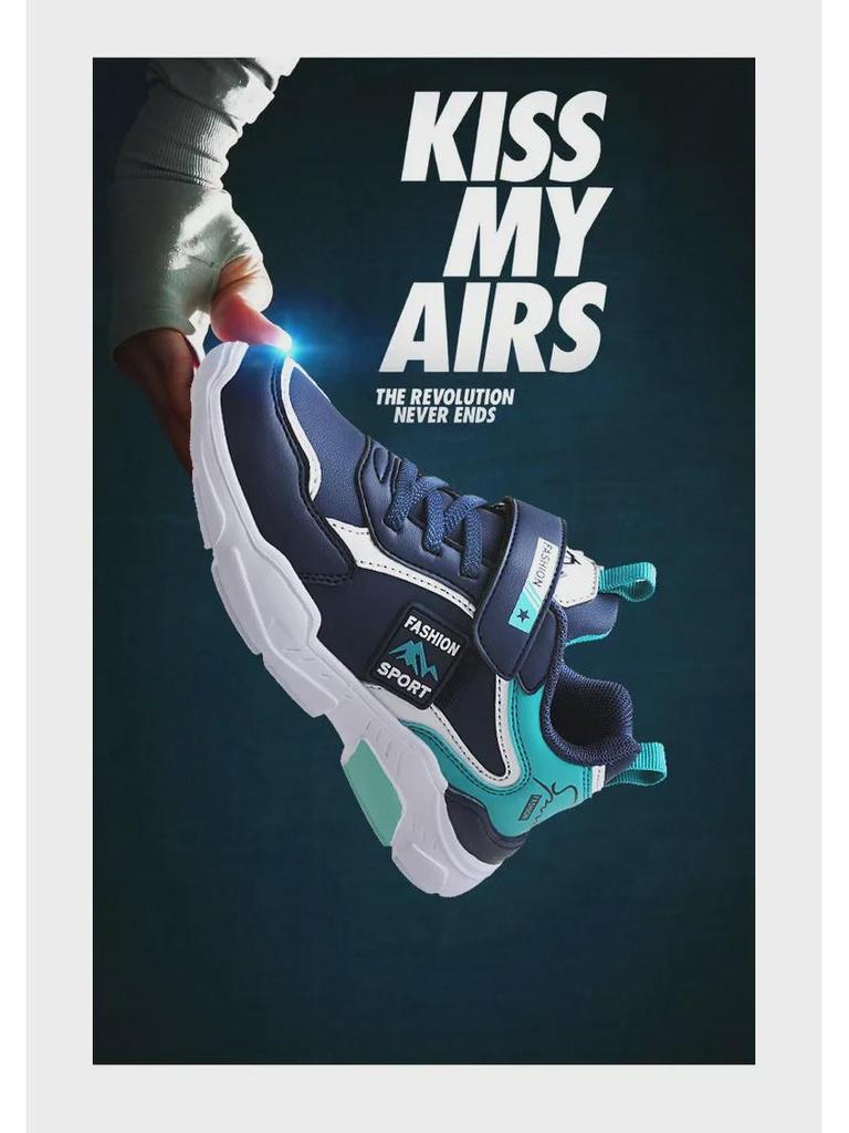 Pantofi sport LED pentru băieți - Adidași de alergare din piele cu plasă pentru copii, Primăvară/Toamnă 2024