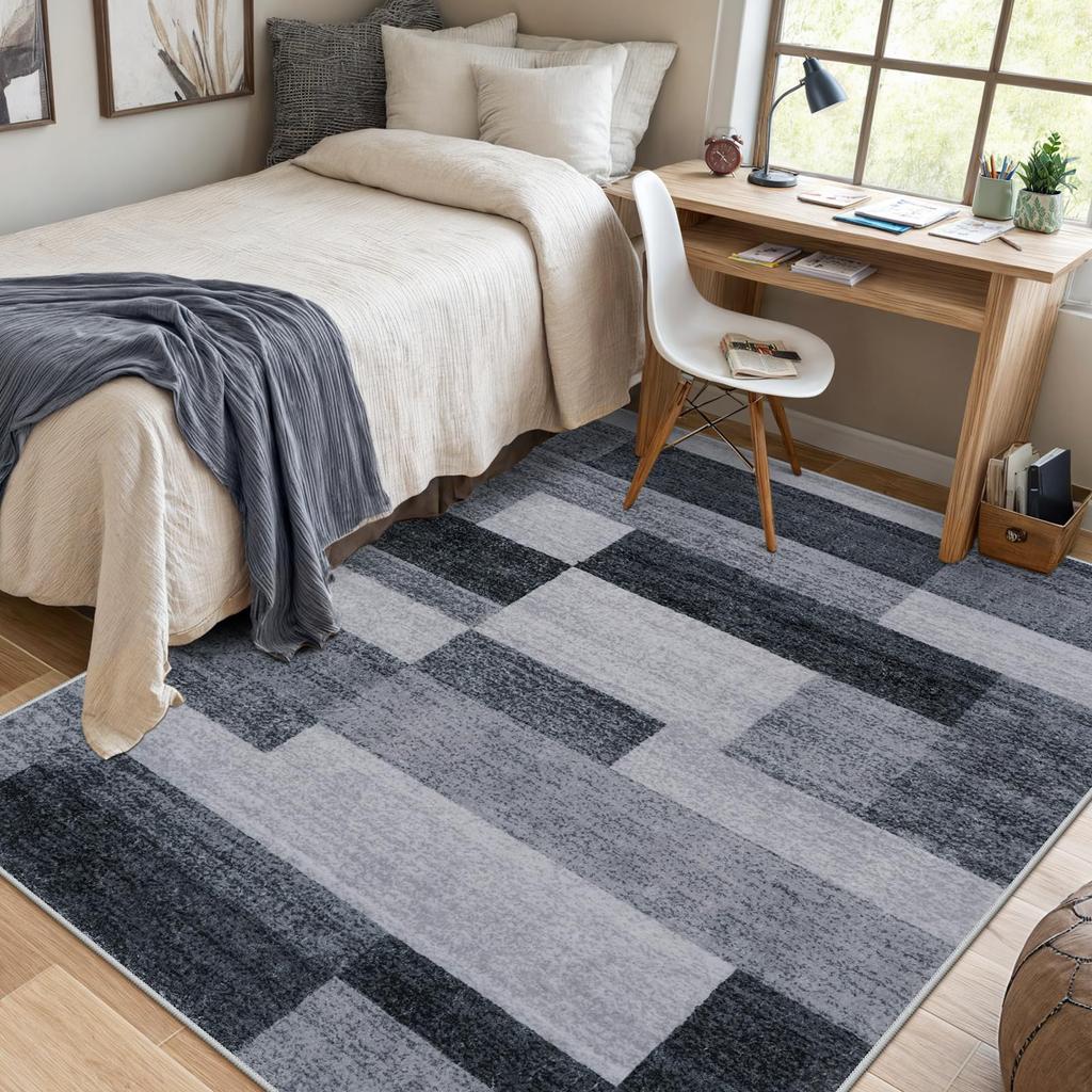 HAOCOO Washable 200x250cm Tatami Suitable for Spring and Nordic Modern and Odor Rectangular Suitable for Indoor All Mosaic Gray Carpet, (3 Mats),