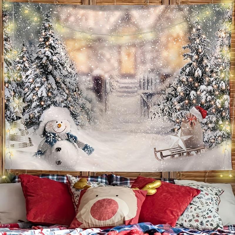 Snowman Christmas Tree Tapestry Children s Room Decor Living Room Feature Wall Hanging Christmas Room Decor 100X70CM