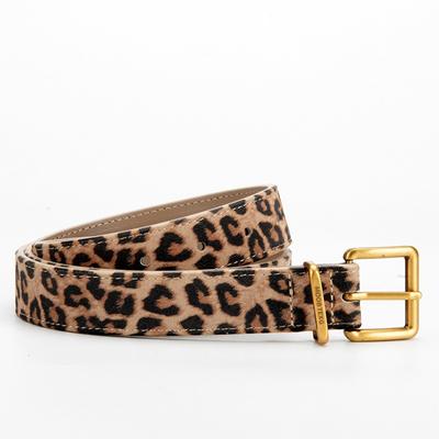 Rendy Leopard Print Leather Belt Pin Buckle High Texture Versatile Simple Eans Decorative Belt