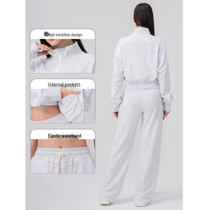 Women's Zipper Hoodie & Wide-Leg Pants Set