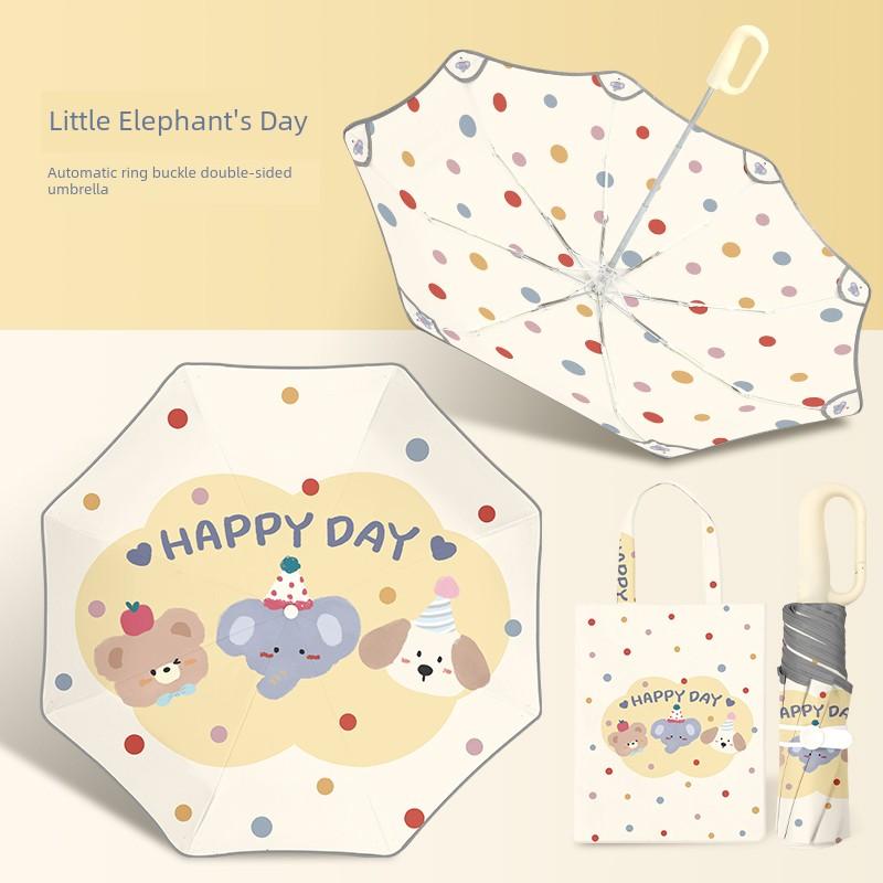 Automatic Snap-On Children's Umbrella, Dual-Purpose for Rain and Sun, Anti-Rebound Folding Umbrella for Primary School Students, Boys and Girls