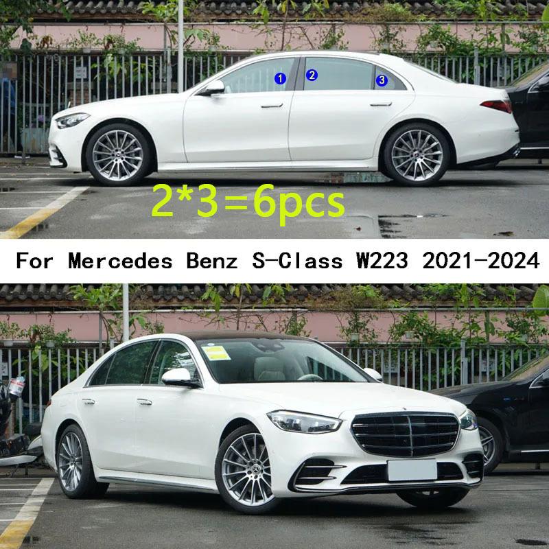 Car TPU/Glossy Mirror Pillar Post Cover Stickers Accessories 6pcs For Mercedes Benz S-Class W223    2024