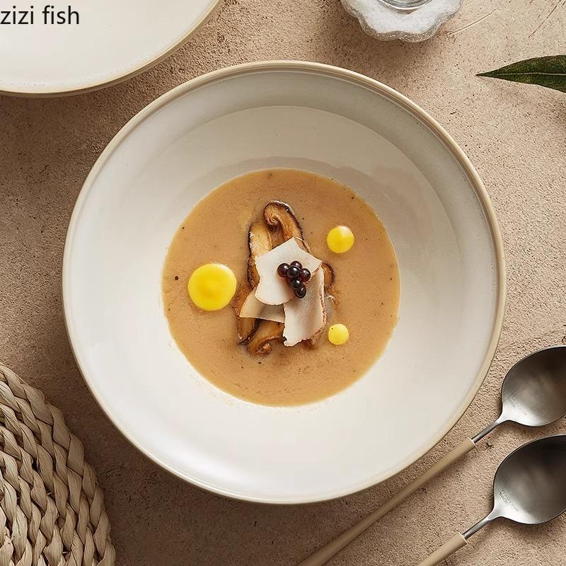 Kiln Changes Ceramic Soup Bowl Creative Rice Bowl Dessert Snack Bowl Sashimi Bowls Salad Bowls Service Bowls Hotel Tableware