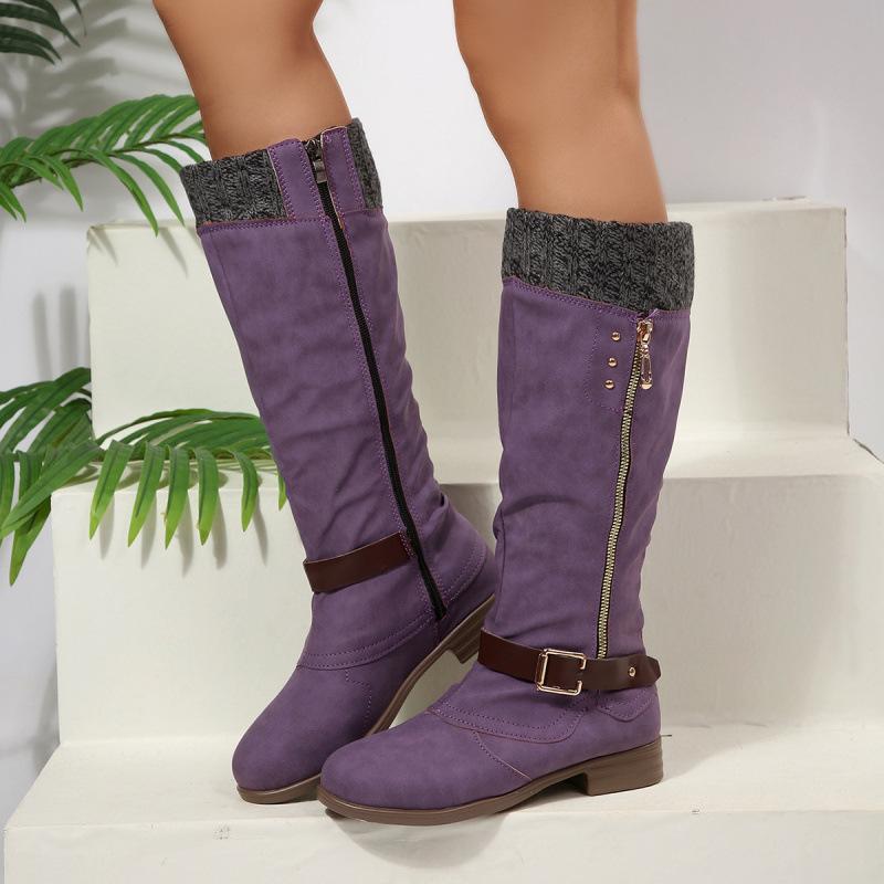 High Plus Size Martin Boots Autumn and Winter New Square Heel Side Zipper European and American Woolen Boots