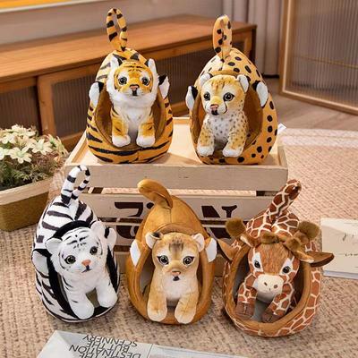 Zoo Animal Plush Toys: Tiger, Giraffe, Leopard, & Lion Dolls - Perfect Children's Gift