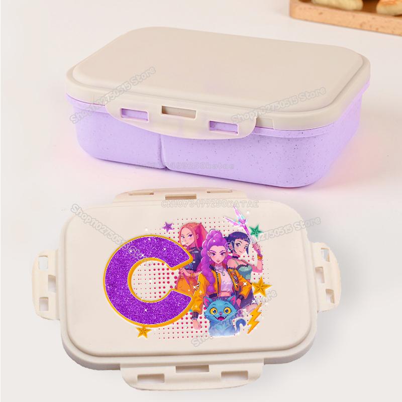 Kpop Demon Hunters Letter A-Z Bento Boxes Rumi Mira Zoey Student Lunch Box School Office Microwave Portable Fruit Food Container