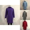 Womens Winter Long Pullover Sweatshirts Featuring Cozy High Neck Design And Split Hem