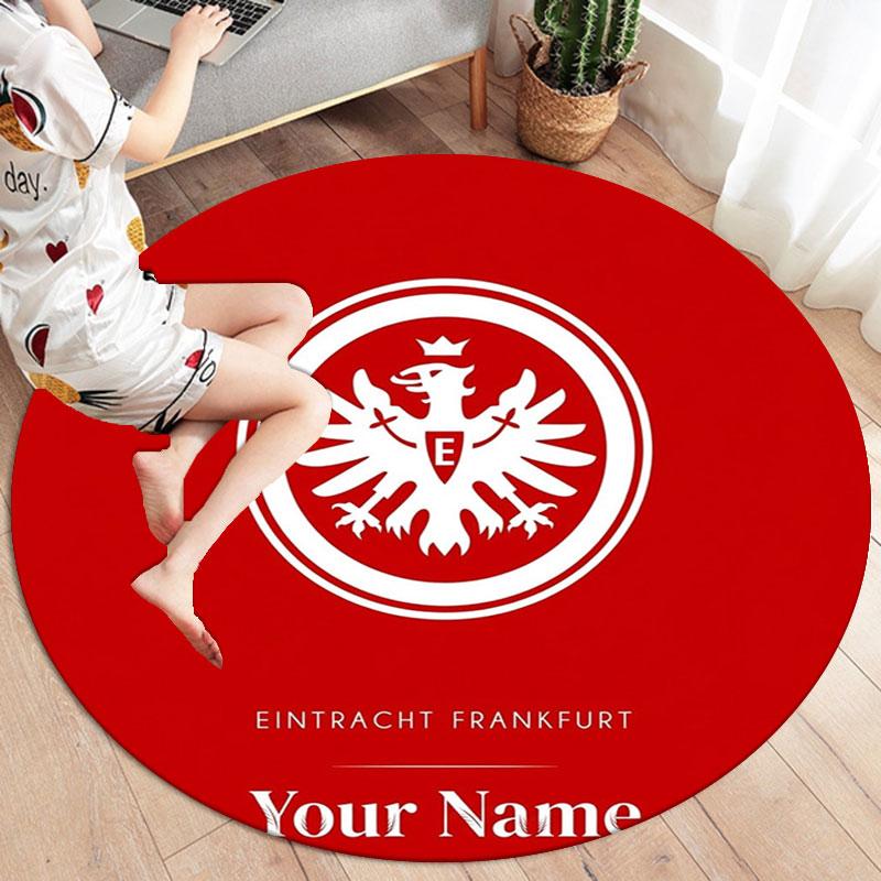 Eintracht Frankfurt Custom Name Round Area Rug,Carpet Rug for Living Room Bedroom Sofa Playroom Decor,Non-slip Floor Mat