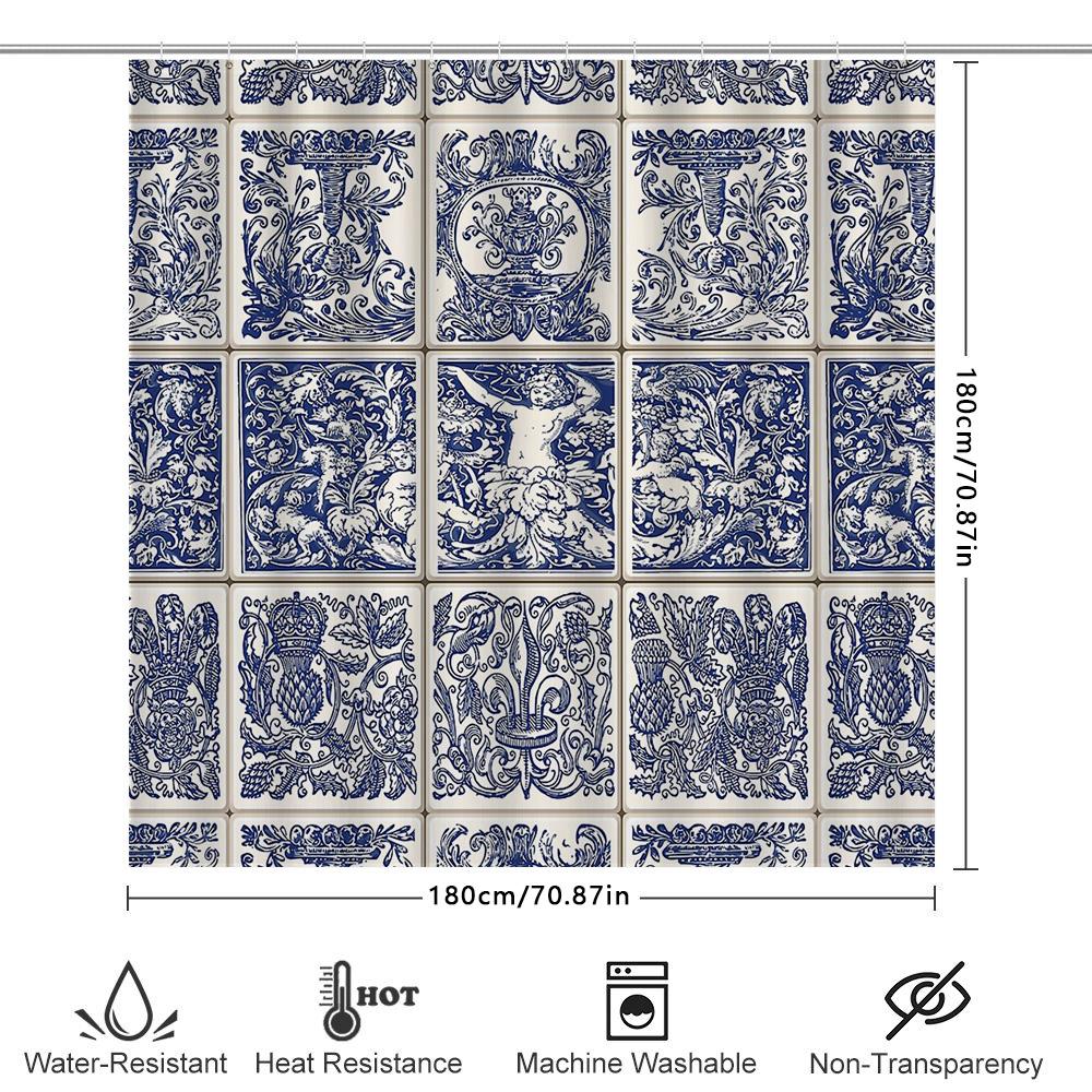 Vintage Floral Shower Curtain Botanical Print Waterproof Bathroom Decor Farmhouse Rustic Patterned Fabric Shower Liner