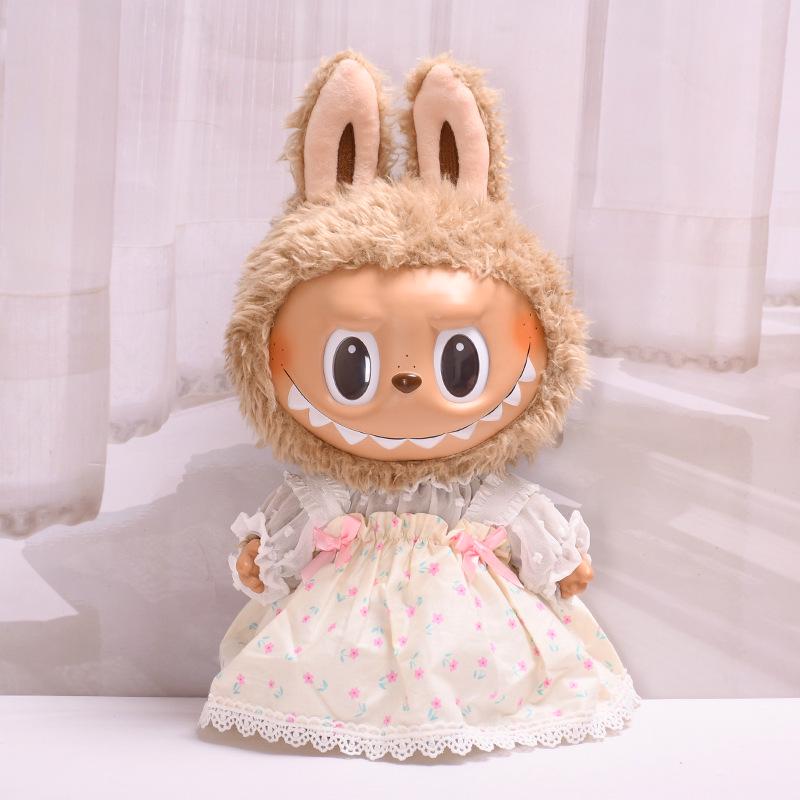 38cm Labubu Plush Doll Casual Outfit Set with Hat (Clothes Only)