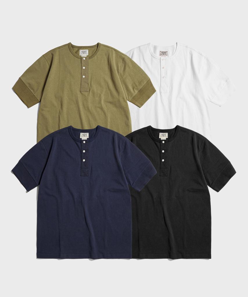 Beulonseun Vintage Short Sleeve Henley Tee Green