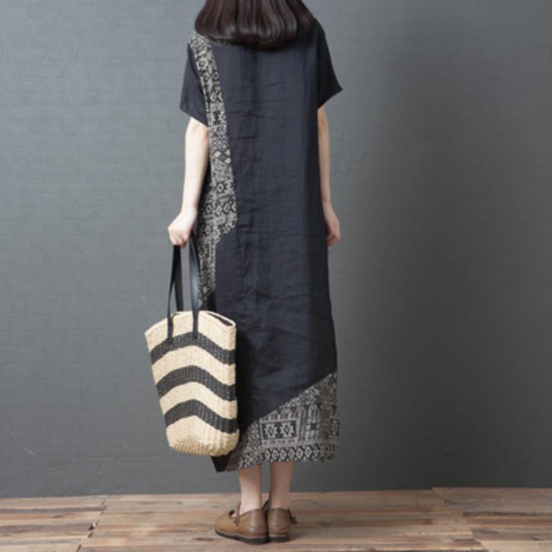 Summer Loose Women's Short Sleeved Round Neck Dress