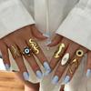 Stainless Steel Exaggerated Geometric Ring for Women Metal Texture Sun Flower Finger Ring Waterproof Antioxidant Jewelry Gifts