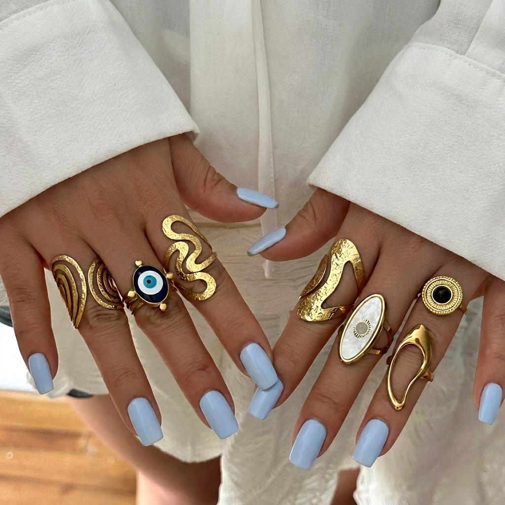 Stainless Steel Exaggerated Geometric Ring for Women Metal Texture Sun Flower Finger Ring Waterproof Antioxidant Jewelry Gifts