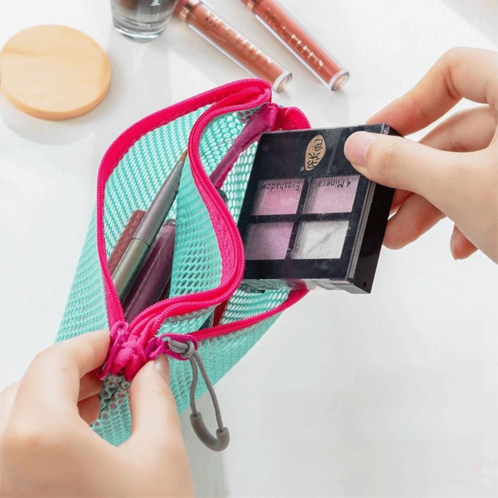 Visible Makeup Zipper Pouch Wear-proof Portable Coin Purse Colorful Mesh Storage Bag  Travel Use