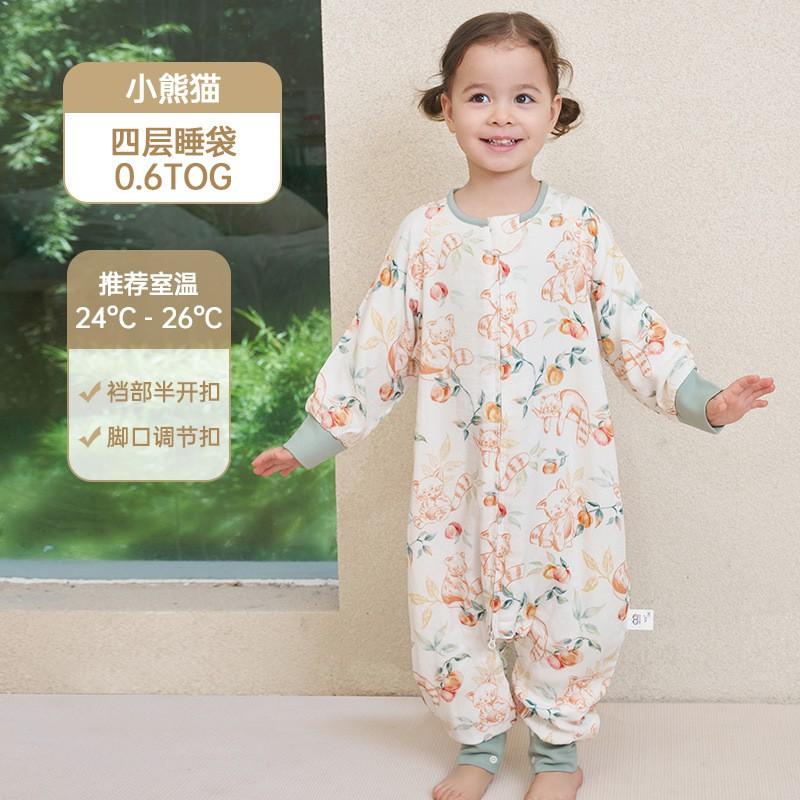 Bamboo Cotton 4-Layer Toddler Sleep Sack With Zipper Sleeveless Pajama Style 1-3 Years Breathable Sleepwear