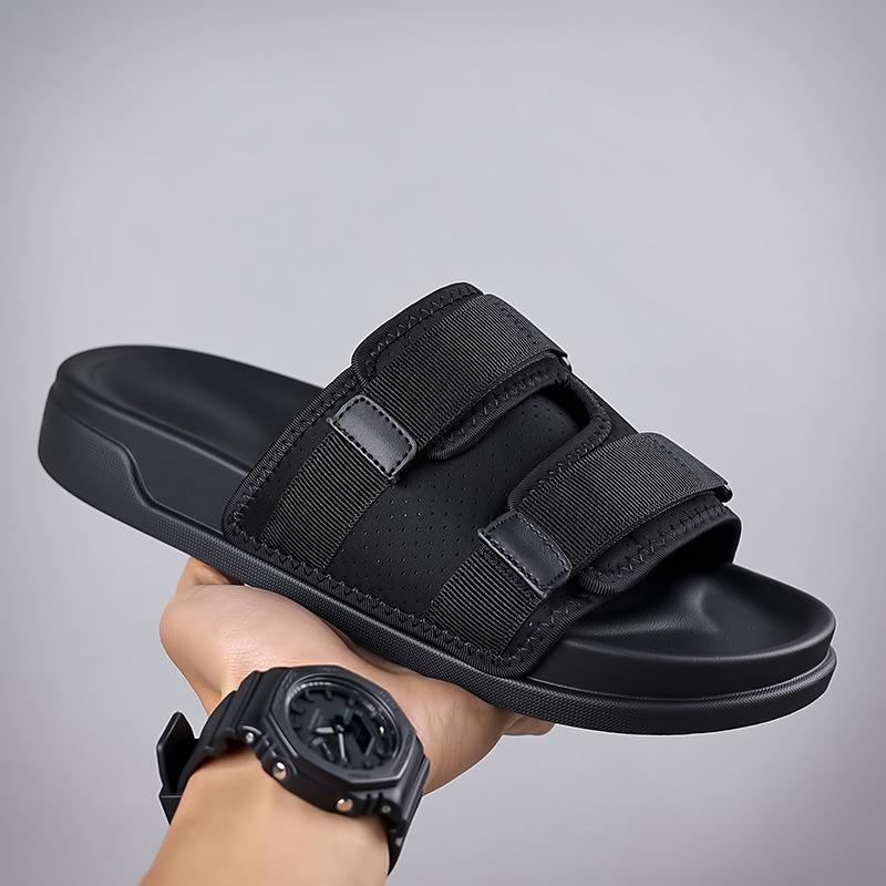 

Летние мужские тапочки модные мужские повседневные сандалии для отдыха на мягкой подошве пляжная обувь 44 чёрный