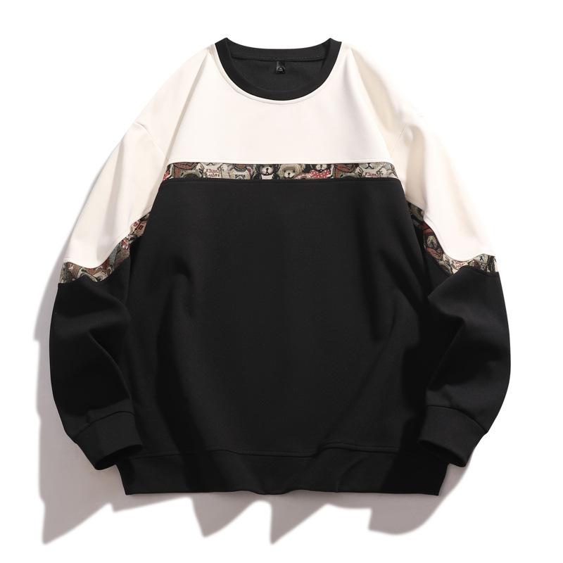 

Мужская толстовка свободного кроя с цветными блоками, мужская повседневная толстовка с длинным рукавом M чёрный