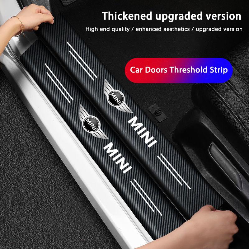 MINI Car Threshold Strip Anti Stepping Leather Protective Sticker For MINI Cooper R56 F56 R50 JCW Cabrio Aceman Countryman WORKS
