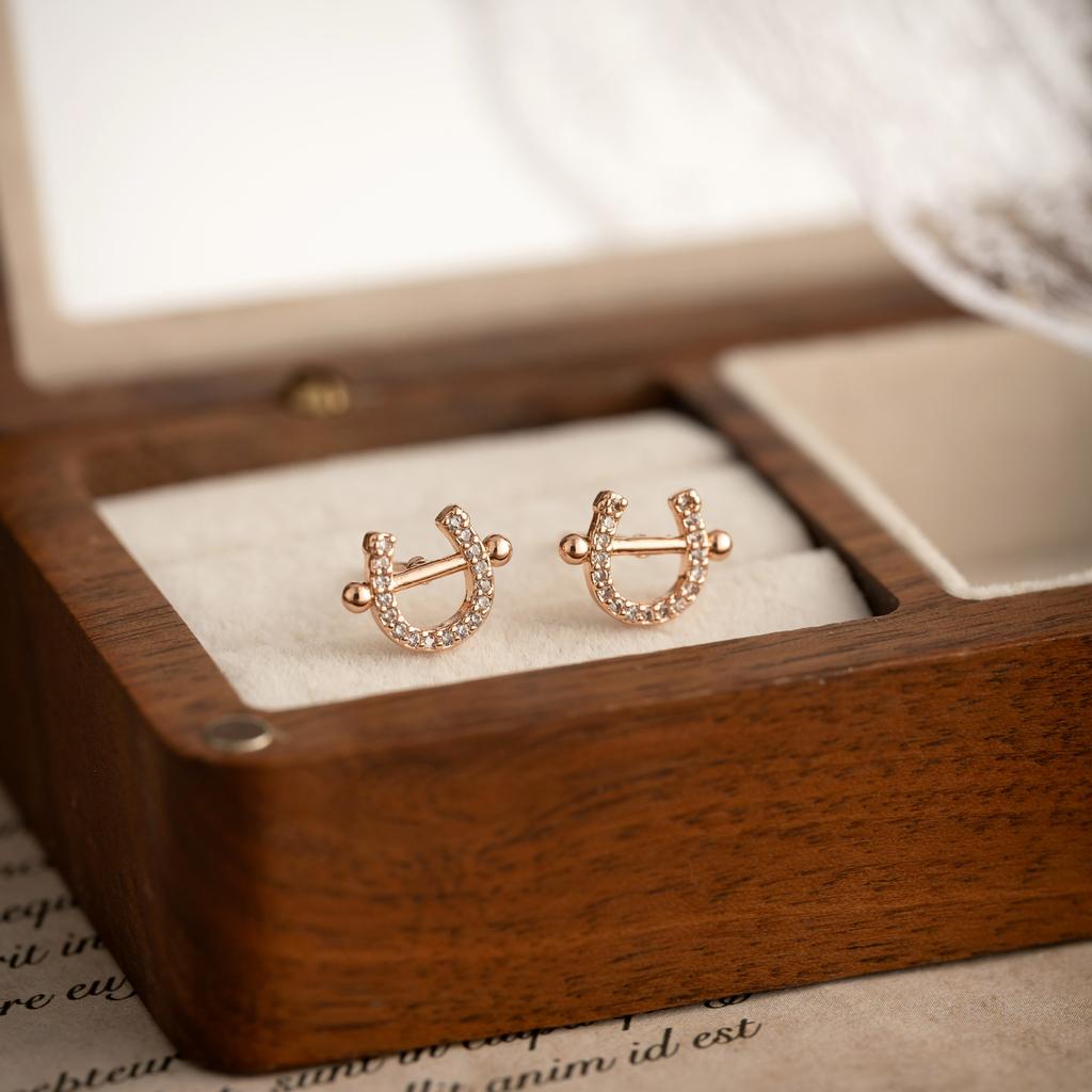 Minimalist Horseshoe Stud Earrings Simple Niche Earrings Elegant Chic Ear Accessories