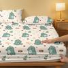 Cartoon 1 Animal Little Dinosaur Printed Matte Fitted Sheet, Bedroom Printed Bed Cover, Bedding Excluding Pillowcases