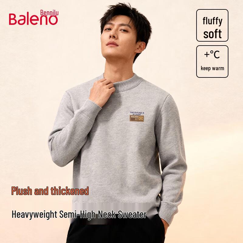 

Baleno Men s Winter Plush Lined Semi-Turtleneck Knit Sweater XL