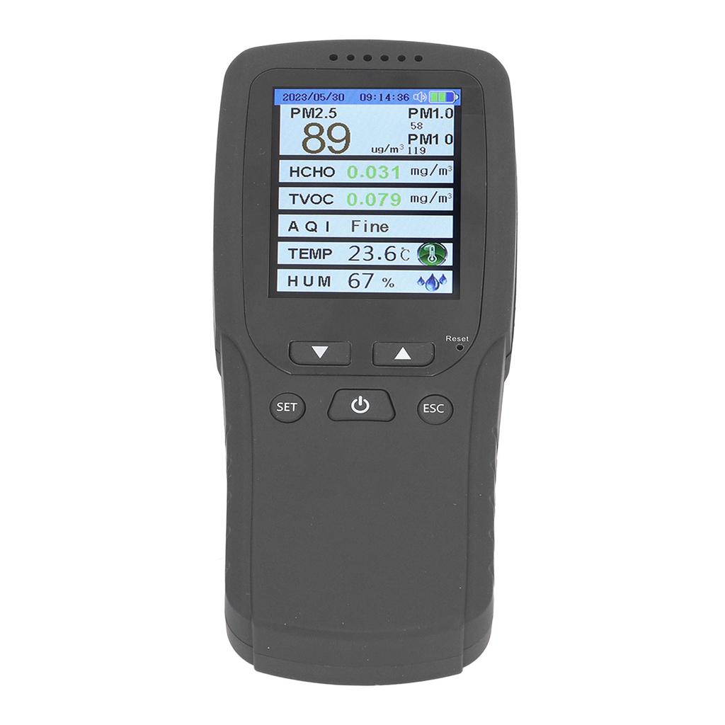 Air Quality Monitor 2.8 Inch LCD Screen Temperature Humidity PM2.5 PM1.0 PM10 Detector for Room Car Office