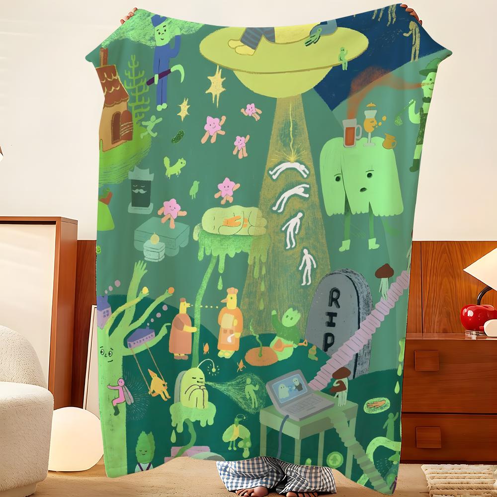 Art S-soupsoup Throw Flannel Throw Blanket, Lightweight Cozy, Durable Washable Cute Cool