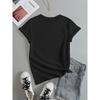 European Size Plus Size - Plus Size - Casual Women'S T-Shirt with Graphic Print - Short Sleeves, Crew Neck, White Featuring Black Paw