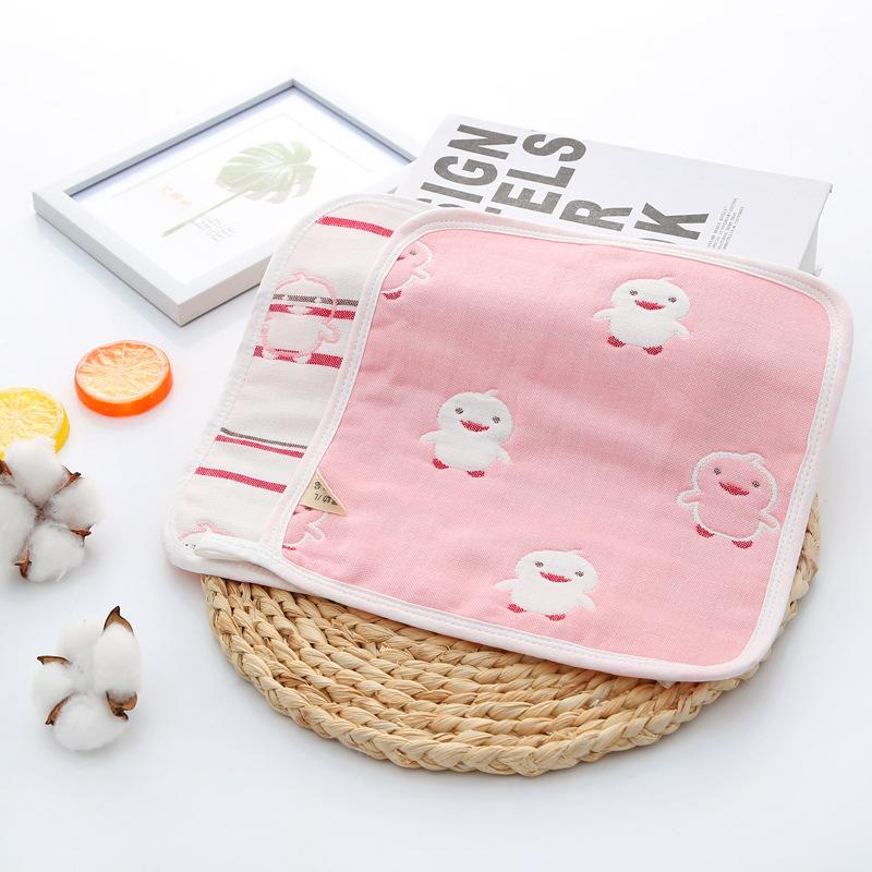 6 Layer Pure Cotton Gauze Baby Burp Cloth Cartoon Jacquard Square Towel For Infant Kids Face And Hand Washing