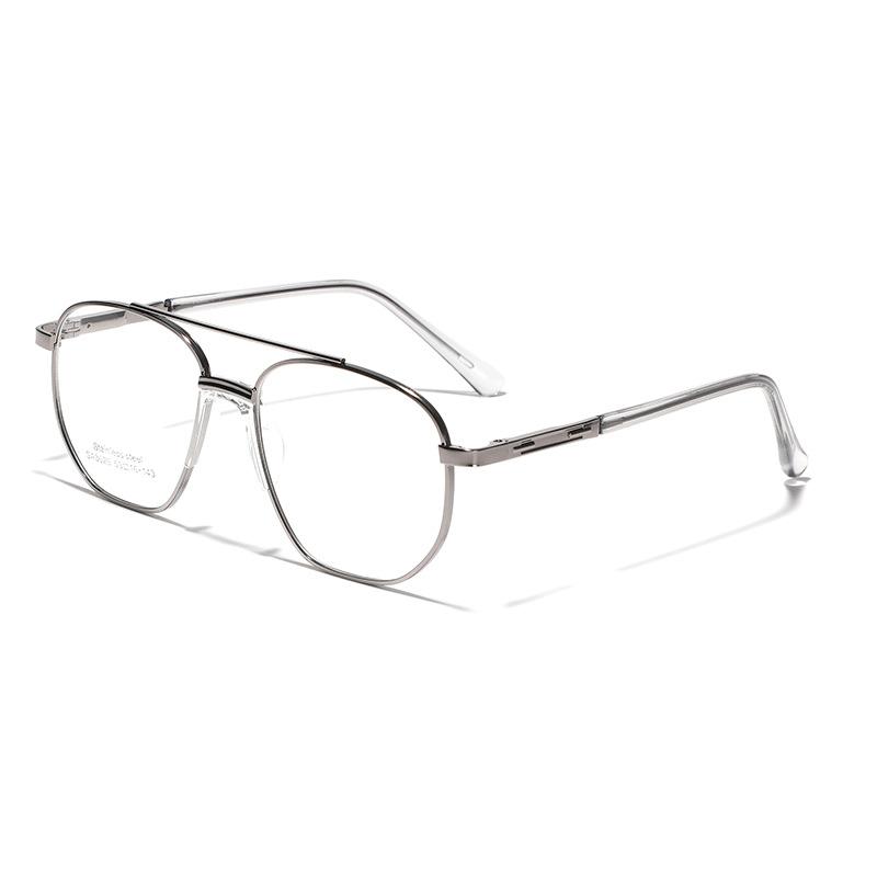 Glasses Double Beam Square Flat Glasses Metal Glasses Saddle Nose Pad Large Frame Glasses Women'S Glasses