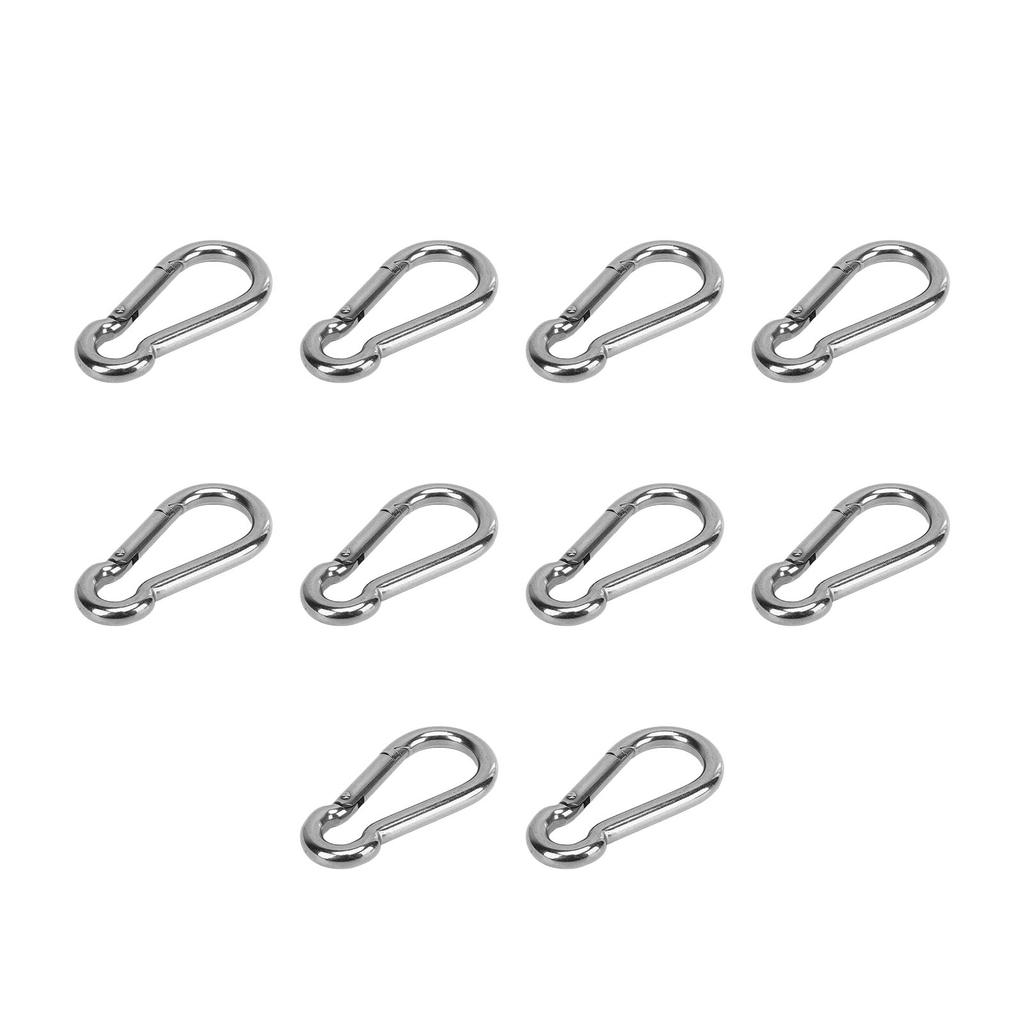 10Pcs Carabiner Clip Spring Snap Hook Stainless Steel Safety Buckle Lock for Hiking