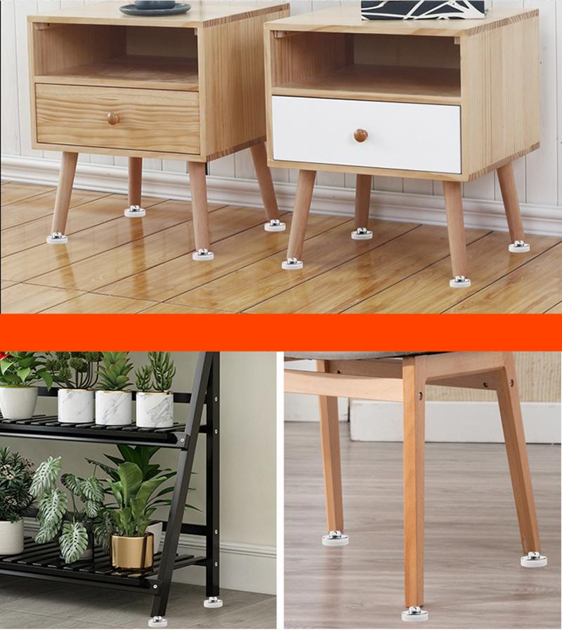 Stainless Steel Adjustable Furniture Feet Nylon Base Levelers, for Sofa, Table, Chair, Cabinet, Workbench of Leveling Feet