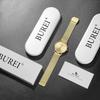 BUREI Men's Analog Watch Waterproof Simple Milanese Mesh Band Gold