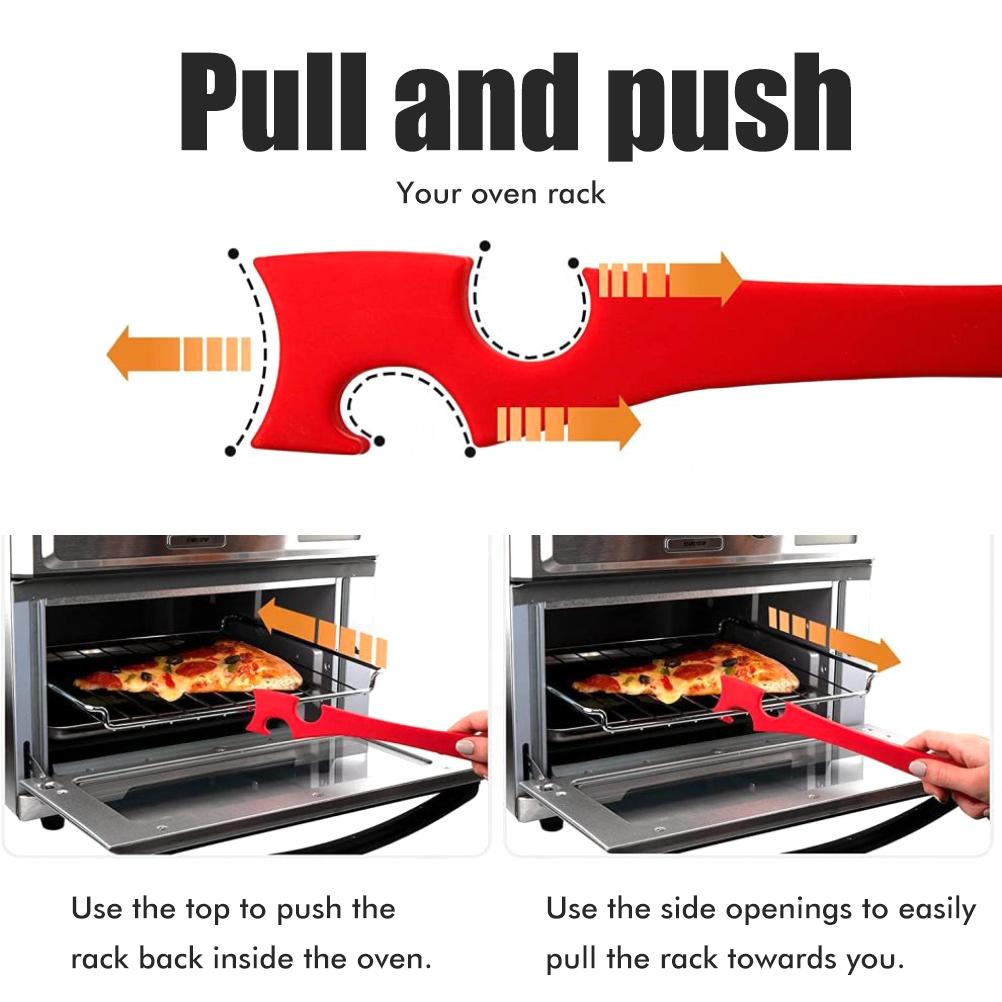 Oven Anti Scald Pull Rod with Longer Handle Silicone Oven Rack Push Pull Tool for Air Fryer Convection Oven Kitchen