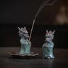 Mini Ceramic Dragon Incense Holder Burner for Tea Ceremony Meditation Zen Desk Decor Line Stick Fragrance Plug Stand Gift