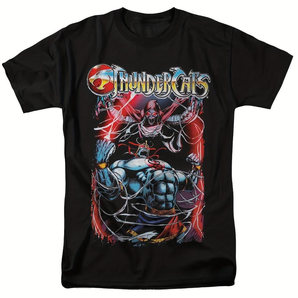 MenS Thunder 80s 90s Retro Graphic TShirt LionO ThunderCats Action Print Vintage 80s90s Anime Manga Style Round Neck Tee L