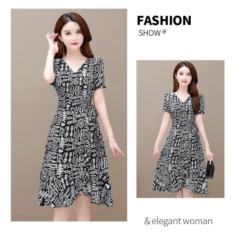 Letní dámské květinové šifonové přiléhavé dámské nové letní šaty