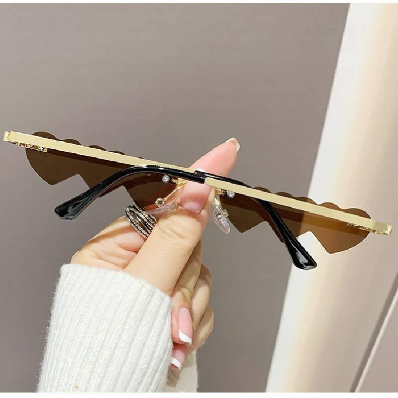 Uv400 Heart-shaped Sunglasses Frameless Design In Multiple Colors For Trendy Fashion коричневый