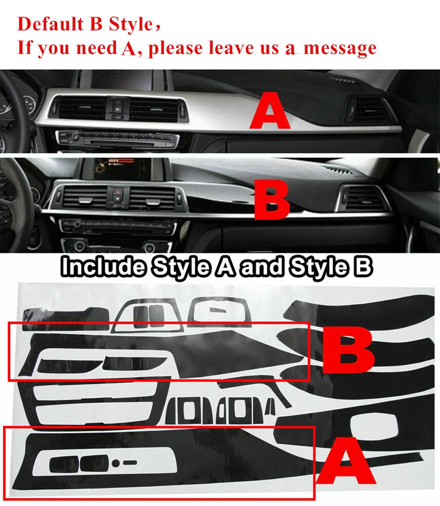 DIY For BMW 3 Series F30 F31 Interior Trim Decal Kit Stickers Carbon Fiber Style