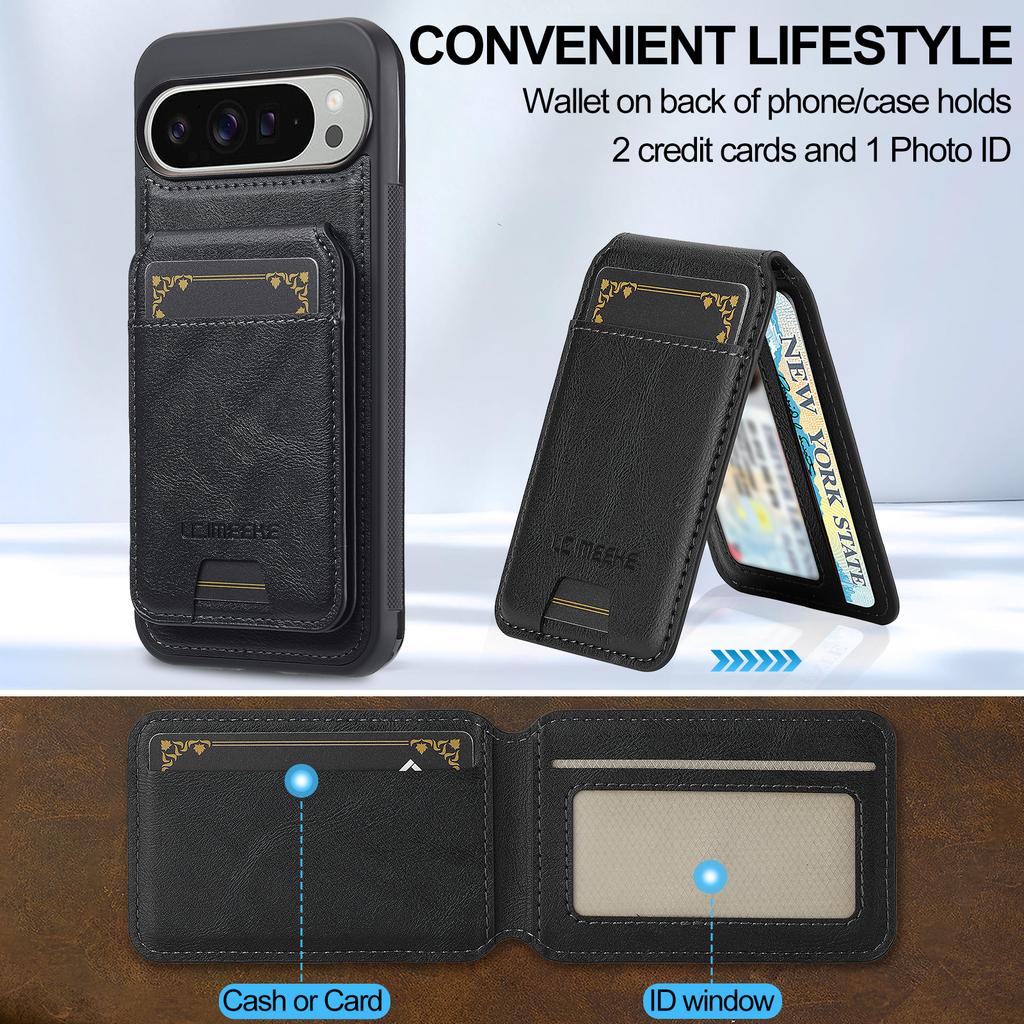 LC.IMEEKE L3 For Google Pixel 10 Pro XL Magnetic Case Detachable Card Holder Leather TPU Mobile Cover
