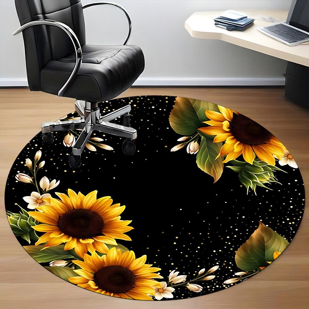 1pc Sunflower Frame Carpet for Office Non-Slip, Round Carpet, Soft & Comfortable, Carpet for Office, Lightweight Round Floor Mat yy251226083