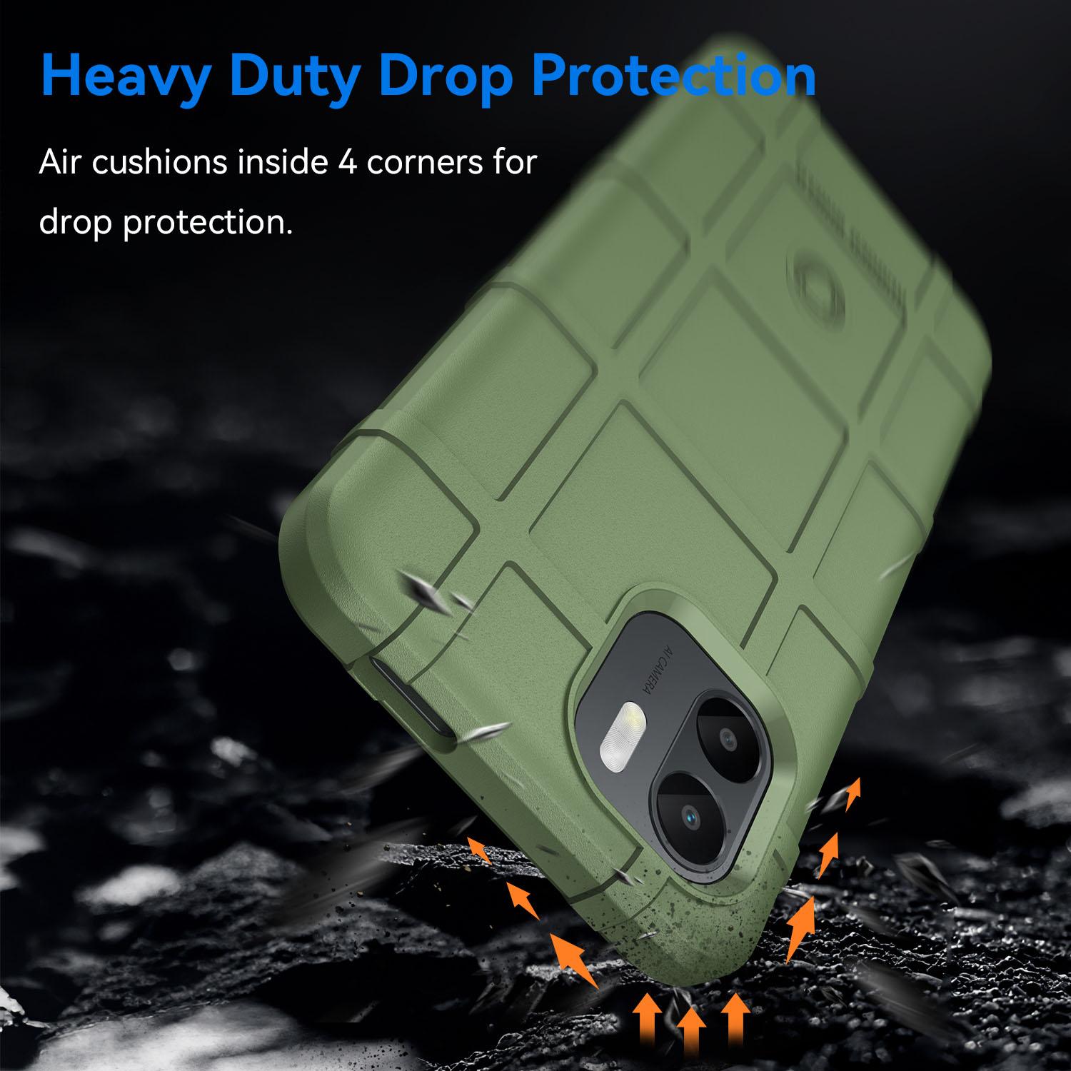 

For Xiaomi Redmi A1 4G Rugged Square Grid Texture Phone Case Drop-proof Soft TPU Cover Green