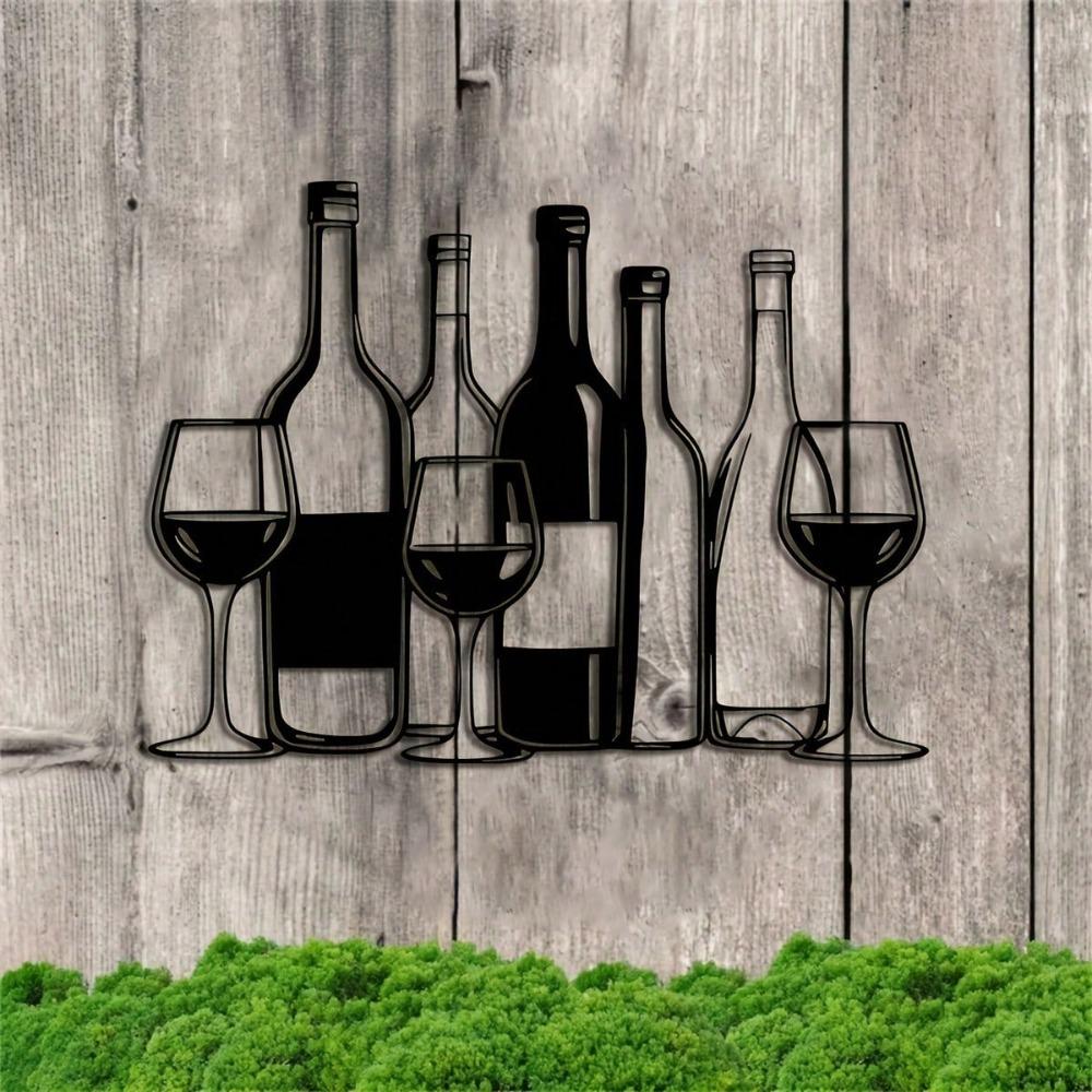Metal Wine Glass Wall Art 11.81 Inch Minimalist Decor Indoor Outdoor Hanging Gift
