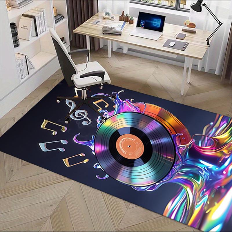 Colorful Vinyl Record Chair Mat: Office Carpet, Oversized Rug for Home Decor, Sofa Mat, Desk Pad Gift Suitable for Bedroom, Living Room, Any Room