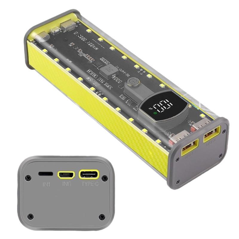 For 21700 Battery Storage Box USB C Quick INstalls Case Transparent Enclosure 4 Cell Holder Not Need Welding