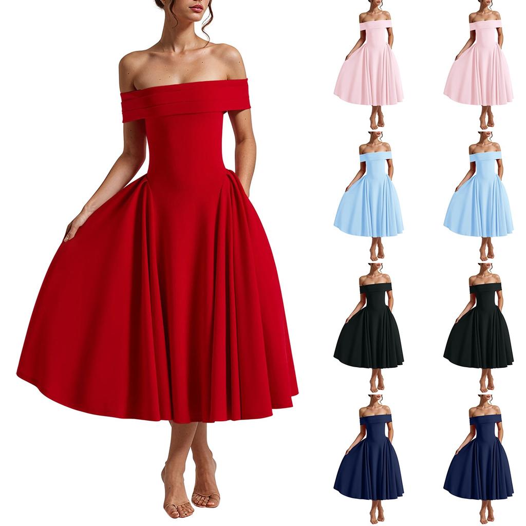 Sexy One-shoulder Back Elegant Color Tube Top Dress For Women